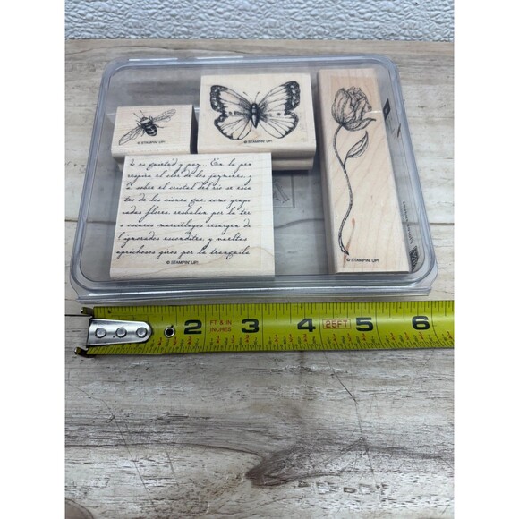 Stampin Up Flores Suaves Set Of 4 Wood Mounted Rubber Stamps - Picture 4 of 5